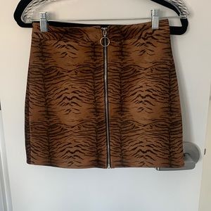 Tiger print Suede skirt